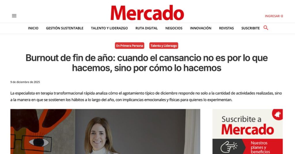 Portada revista Mercado sobre burnout e hipnosis